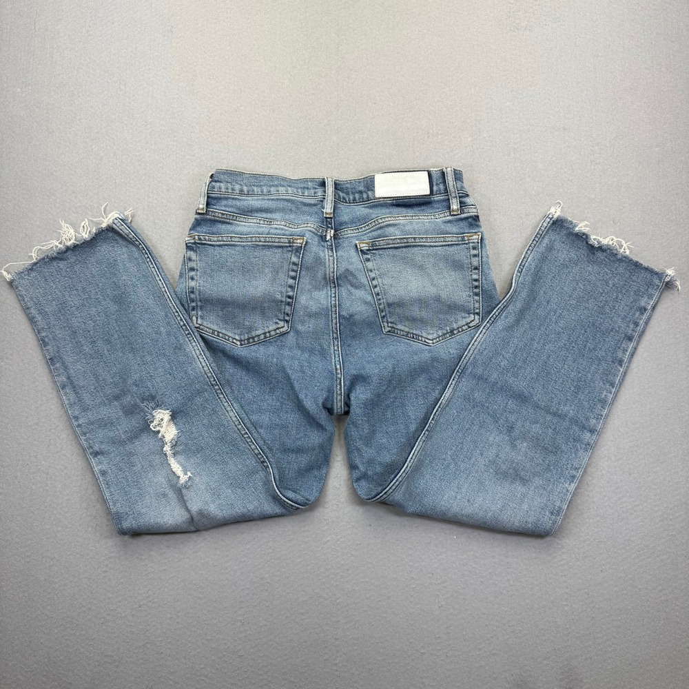 RE/DONE Originals High Rise Straight Leg Jeans Medium Stone Blue Size 28